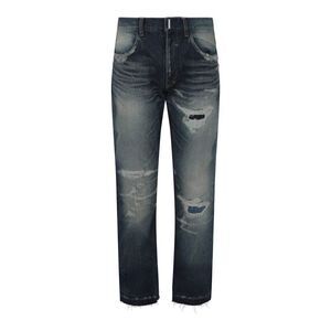 Givenchy Distressed Straight Fit 5 Pocket Jeans Blue Mens